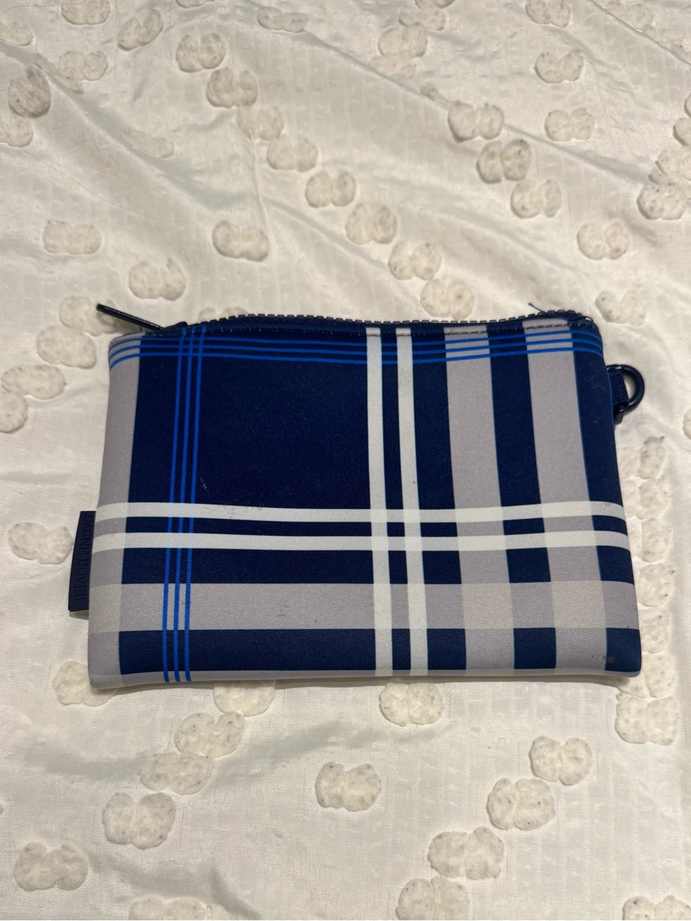 Dagne Dover Navy and White Plaid Zip Pouch